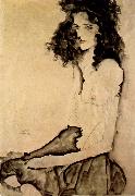 Girl in Black Egon Schiele